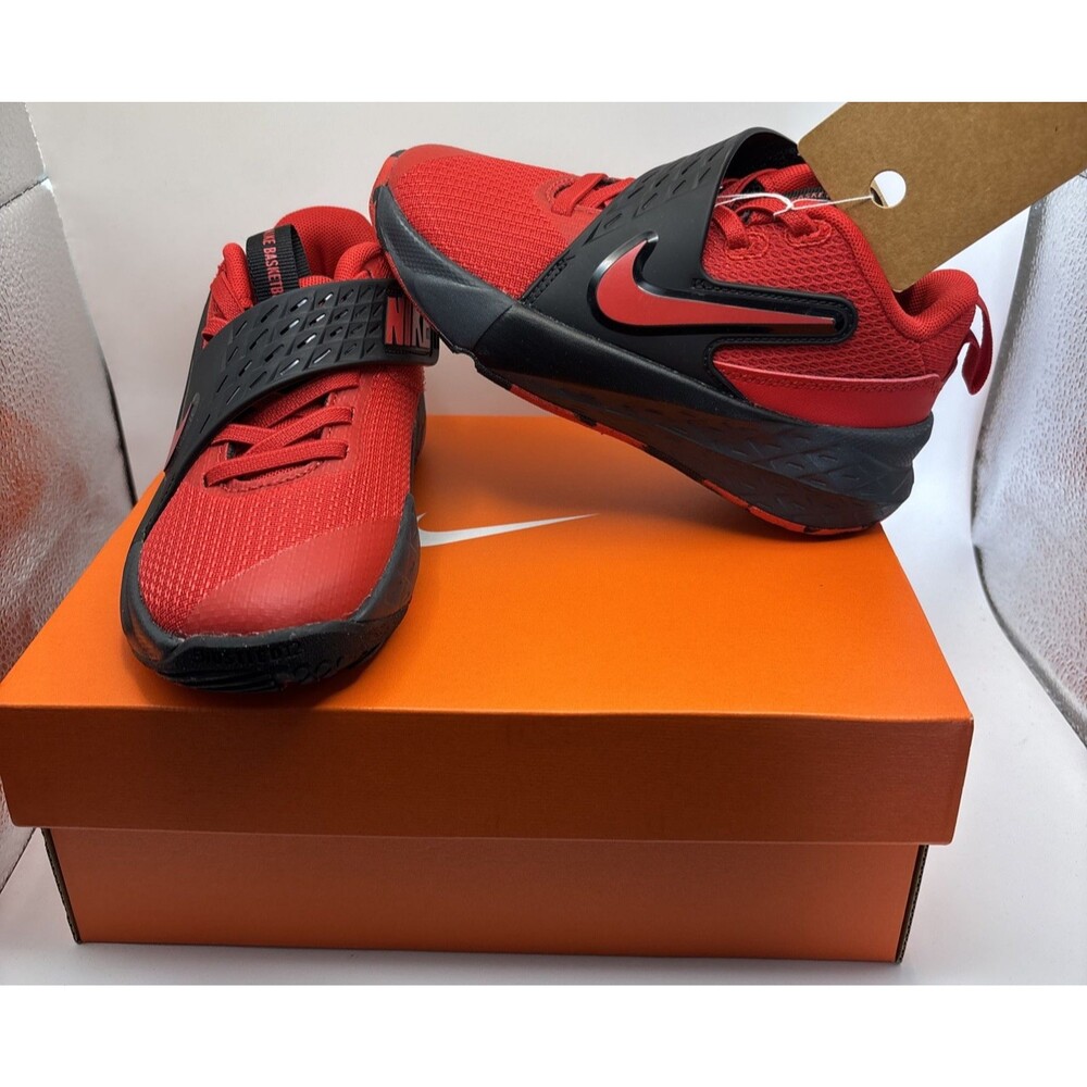 Nike Team Hustle D 12 PS Kids Basketball Shoes Red Black 11C HF6280-602 NIB
